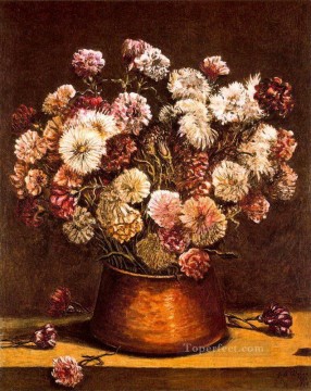  Cuenco Pintura - Bodegón con flores en cuenco de cobre Giorgio de Chirico Surrealismo metafísico.